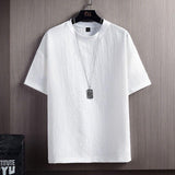 Men Solid Color Oversized Short Sleeve T Shirt Loose Crew Neck Casual Basic Tops