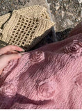 Women Pink 3D Rose Embroidery Sleeveless Maxi Dress Casual Loose Layered Hem A-Line Summer Beach Vacation Sundress