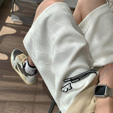 Men's Textured Casual Shorts with Elastic Waist and Drawstring, Loose Fit Shorts