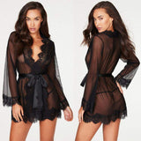 Women's Plus Size Sheer Robe - Premium Sexy Lace  Nightgown for Adults