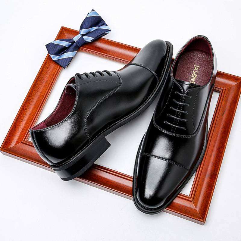 Sophisticated Brogue Lace-Ups: Heavy-Duty Leather Dress Shoes with Arch Support Quality Wedding Shoes