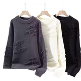 Hot Sale Men Retro Oversized Knit Pullover, Thick Fleece Lined Crew Neck Sweater Fall Winter 2026
