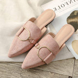 Chic Ladies Suede Moccasins Slippers, Outdoor Flat Loafer with Pointed Toe, New Mules Slide Footwear