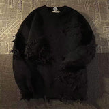 Men Women American Vintage High Street Distressed Knit Sweater Ins Lazy Style Niche Designer Fall Winter Top