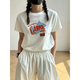 Cotton Women Vintage Tomato Fruit Graphic Print T-Shirt Crew Neck Short Sleeve Casual Basic Tee Ladies Daily Fashion White Tops