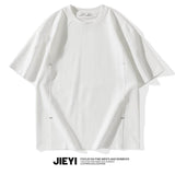 Summer New Men's High Set Stitching Stud Design Light Luxury Simple Casual Spandex/cotton Round Neck Short-sleeved Tee