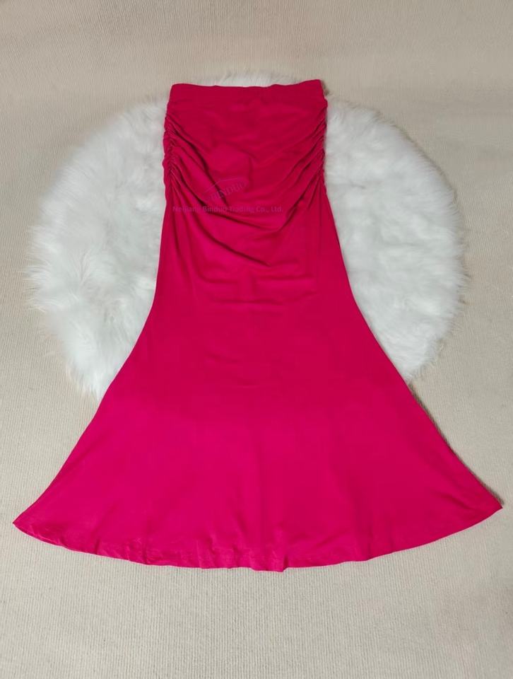 European American Cross-border Women's Autumn Winter Independent Station High Waist Slim Elastic Pleated Fish Tail Midi Skirt
