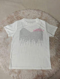 2026 Summer Women European Heavy Rhinestone T-Shirt Designer Shoulder Fit Slim Short Sleeve Top