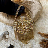 Golden Starburst Tassel Clutch