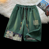 New Men's Summer Embroidered Casual Shorts Bulk Loose Unique Sporty 5-Inch Pants