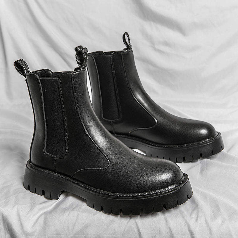 Thick Sole Height Increasing High Top Summer Winter Snow Boots Men Chelsea Boots