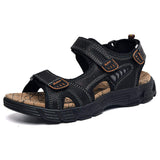 New Sandalias De Hombre Men's Summer Leather Outdoor Rhinestone Sandals with Flat Rubber Insole Breathable Nice Quality