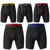Men Athletic Long Boxer Briefs Color Line Stitching Elastic Sport Waist Anti Rub Underwear Breathable Long Leg Mens Boxers