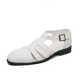 Breathable Summer Casual Shoes Buckle Strap Lightweight Fashion White Black Color Men Casual Dress Shoes