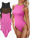 Sleeveless Tight Bodysuit Slim-fit One-piece Vest Solid Crotch Top Soild Bodysuit