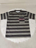 Men's Striped T-shirt with Chest Pocket Oversized Casual Short Sleeve Streetwear Tee for Men