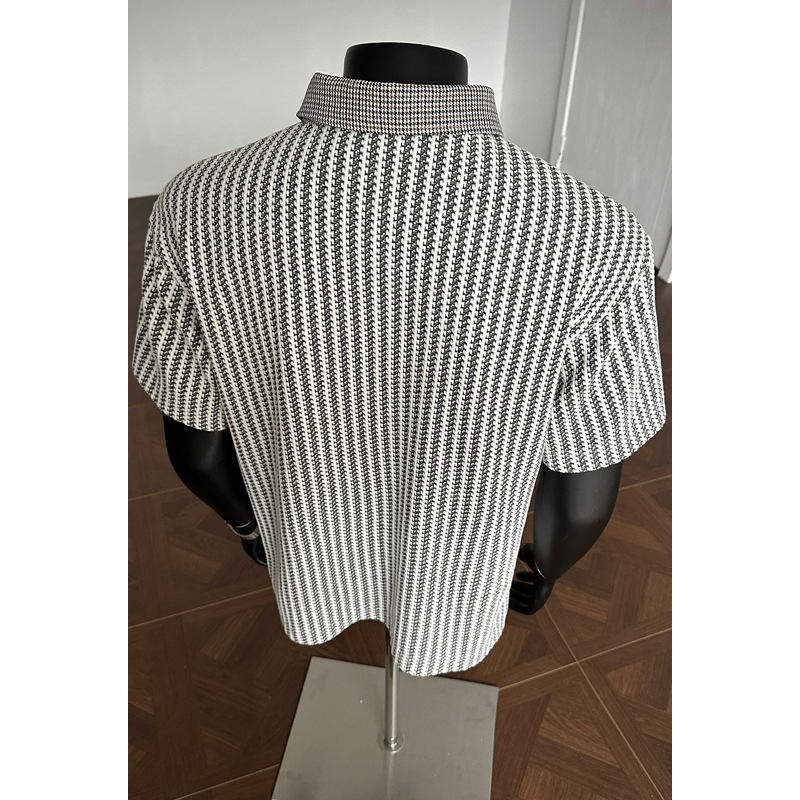 Men Vertical Striped Contrast Collar Short Sleeve Polo Shirt Loose Breathable Casual Daily Business Fashion Polo Tops