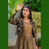 Embroidered Koti with Kalli Sleeves less Long Maxi 2PCs