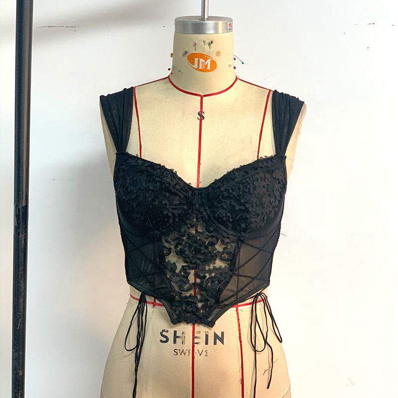 Push up Sheer Spaghetti Straps Going Out Women's tank Tops Crop Tops for Women Women's Underwear