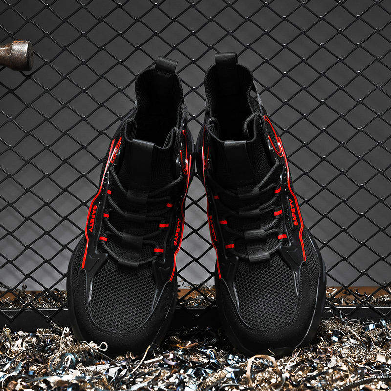 Ergonomic Cushioned Work Shoes Industrial Footwear Steel Toe Anti Impact Puncture Resistant High Top Safety Shoes