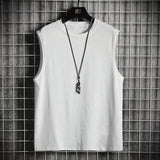 Men Crew Neck Loose Sleeveless Tank Top Casual Solid Color Streetwear Vest