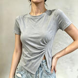 Irregular T-shirt Women's 2025 Summer New Korean-style Tight High Waist T-shirt Women's T-shirts