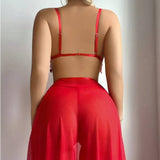 Hollow-out Sexy Maxi Dress Set with Shiny Metallic Embellishments for Women