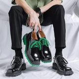 Square Toe Green Outsole Good Looking Fashion Wedding Dress Shoes Classic Formal Height Increasing Men Lace up