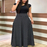 Printed A-line Dress Contrasting Colors Versatile Casual Dresses Popular Plus Size Dress