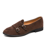 Double Monk Strap Loafers Comfortable Durable Fashion Classic Design Casual Men Dress Shoes