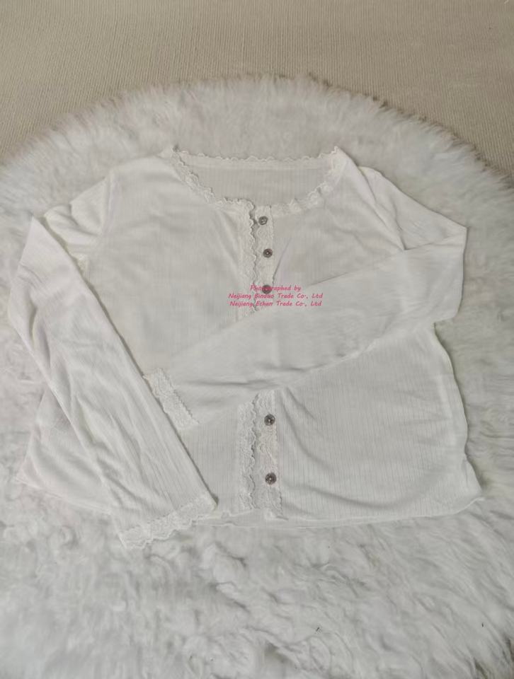 2026 New Arrival Women's Lace Trim Sheer Sun Protection Cardigan with Flared Sleeves & Button Front for Summer Layering