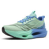 Mens Running Shoes Mint Green Gradient Athletic Sneakers Hollow Out Sole Shock Absorption Lightweight Walking Sport Shoes