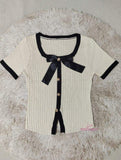 New Design Women's Clothing Bowknot Solid Short Sleeve T-shirt Casual T-shirt