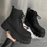 Thick Sole Black Color Durable Big Size Men Ankle Lace up Boots Handsome Classic Fashion Dress Shoes Winter Boots