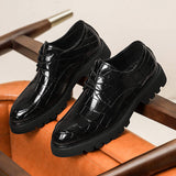 Men's PU Leather Dress Shoes Lace-up Thick Sole Shoes Formal Casual Footwear for Office Daily Wear Occasions