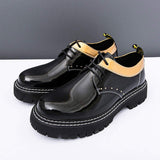 Thick Sole Pointed Toe Formal Lace up Durable Fashion Patent Leather Dress Shoes for Men