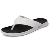 Spring Anti Slippery Style Real Cowhide Material Full Grain Leather Men Summer Beach Casual Slipper Flip-Flops Outdoor