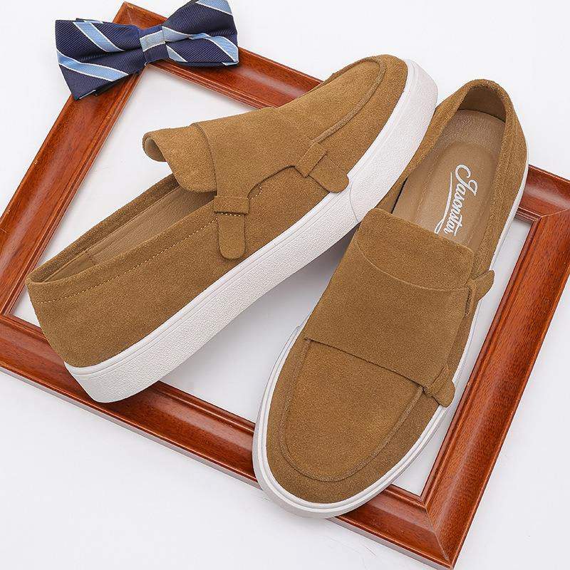 Classic Design Double Monk Strap Shoes Good Quality Handmade Suede Genuine Leather Dress Shoes for Men