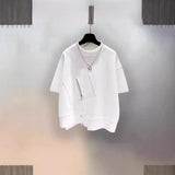 2026 Summer Deconstructed Streetwear T-shirt Men Oversized Zipper Pocket Asymmetrical Hem Casual Hip Hop Tee