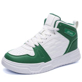 Men's Leather High-Top Sneakers with Shock-Absorbing Sole All-Day Comfort Design for Urban Outdoor Activities