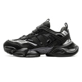 Futuristic Chunky Sneakers with 3D Cushioned Sole for Men All-Black Sport Casual Sneakers Urban Streetwear