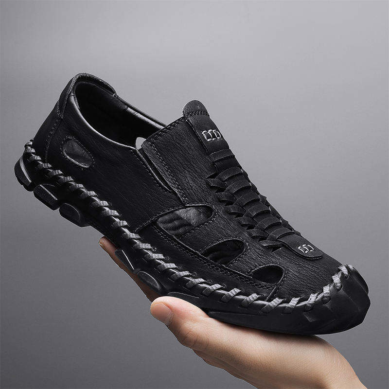 Genuine Leather Fashion Design Casual Slippers Beach Summer Sandals Shoes for Men
