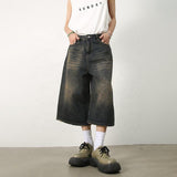 High Quality Loose Streetwear Baggy Vintage Wholesale Jeans Light Washed Selvedge Denim Manufacturer Blank Men's Long Shorts
