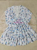 Women's Casual Summer Dress Sexy V Neck Long-Sleeved Dress Flowy Ruffle Trendy Short Mini Dresses