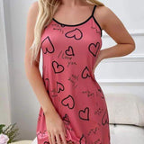 Plus Size Backless Sleep Dress for Women Elastic Waist Sexy Spaghetti Strap Nightdress Loungewear Breathable Soft Polyester