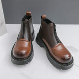 Round Toe Thick Sole Zip Closure Hot Selling Durable Wedding Formal Dress Shoes Classic Design Men Ankle Boots