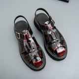 Classic Design Red Color Casual Sandals Shoes Comfortable Flat Men Shoes Summer Breathable Buckle Strap