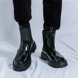 Classy Design Latest Production Green Patent Leather Ankle Boots for Men Good Looking Slip on Dress Formal Shoes