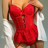 New Style Shaping Heart Lace Backless See-Through Sexy  Bodysuit