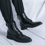 High Ankle Men Boots Lace up Closure Pointed Toe Classy Handsome Winter Boots for Men